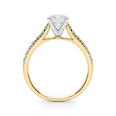 1 1/3 ctw Round Lab Grown Diamond Classic Pave Solitaire Engagement Ring with Side Stones in Yellow Gold